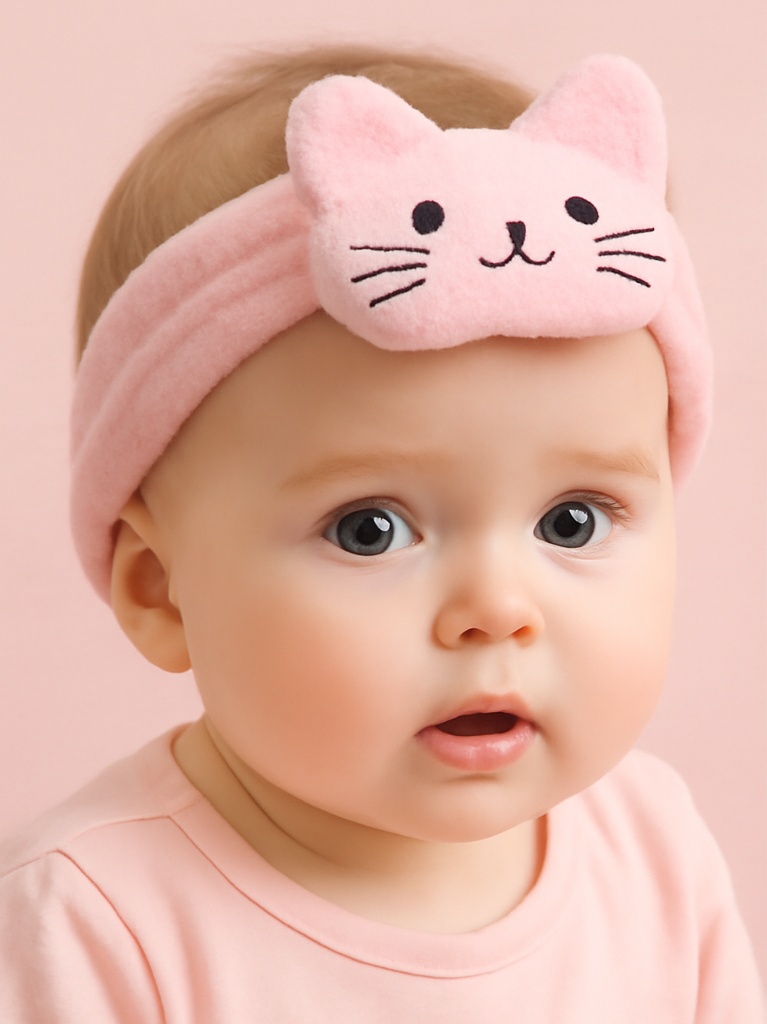 Adorable Pink Cat Plush Baby Headband